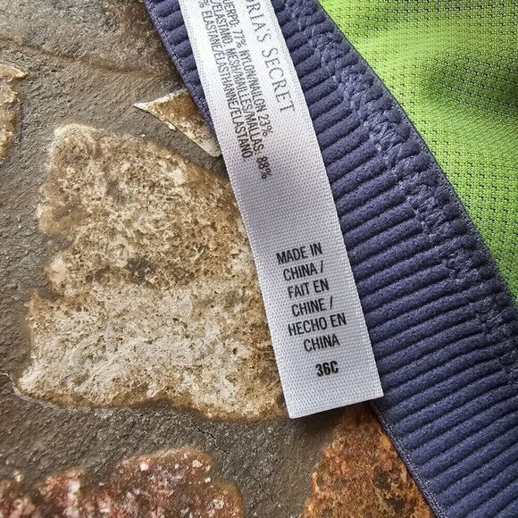 Victoria's Secret VSX Sport 36C Mesh Racerback Sports Bra Neon Green & Grey - Picture 4 of 8